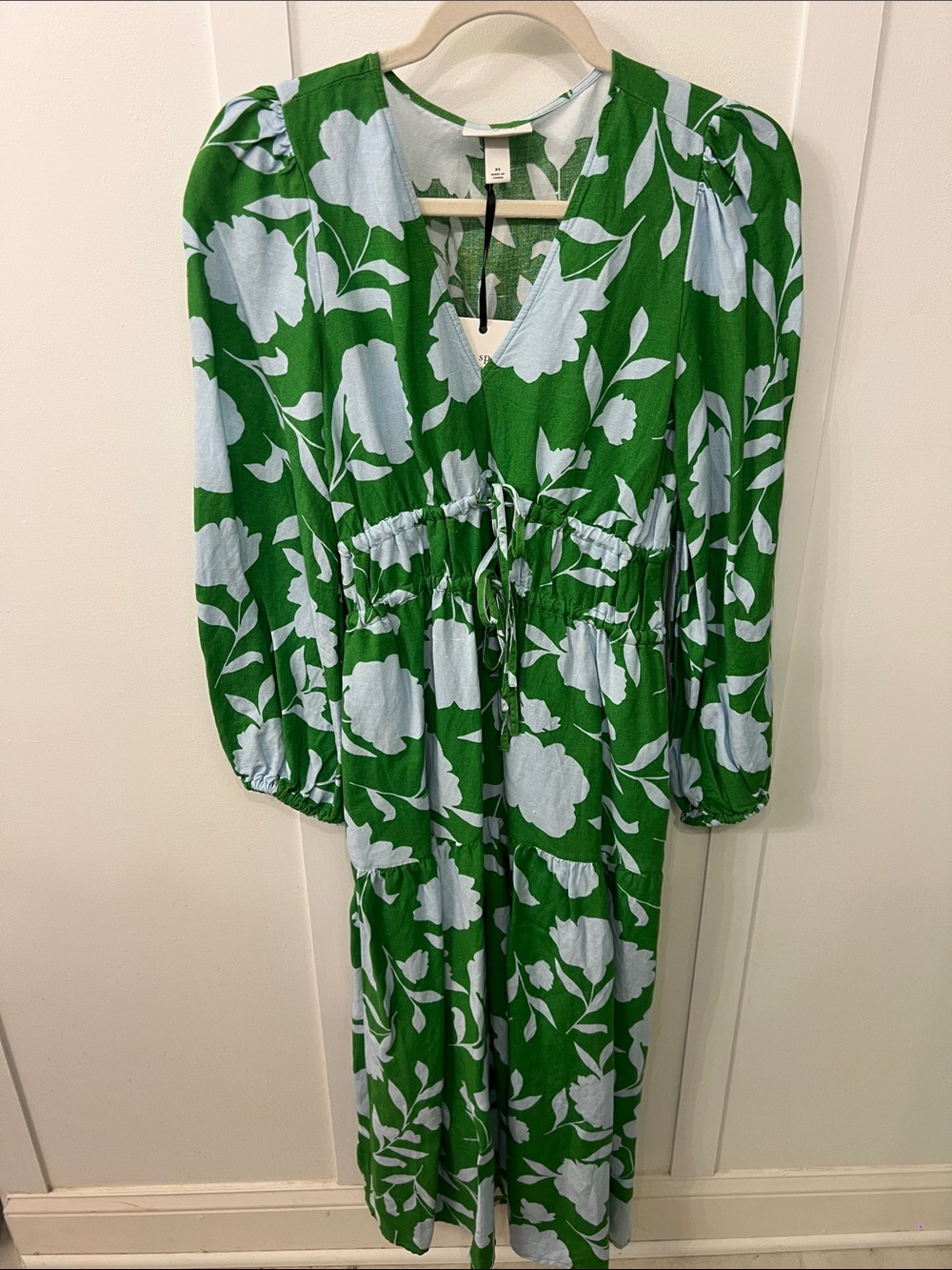 kate spade Green Maxi Dress with Pale Blue Floral Motif